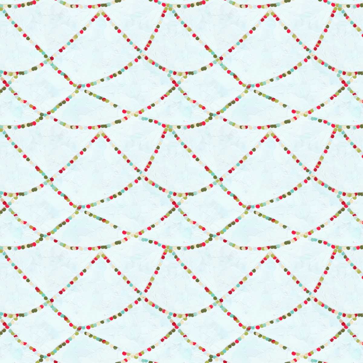 Geometric pattern with red and green lines on a light blue background