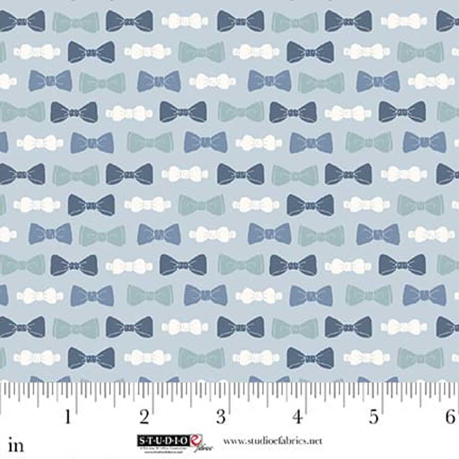 Fabric Studio E Light Blue Bowties Beautiful Bowquets by the Quarter Yard 8892-11