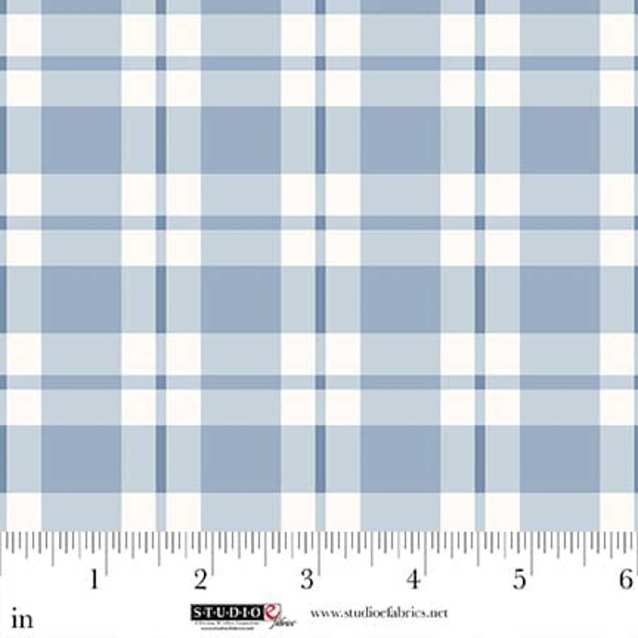 Fabric Studio E Light Blue/Cream Plaid Beautiful Bowquets by the Quarter Yard 8887-11