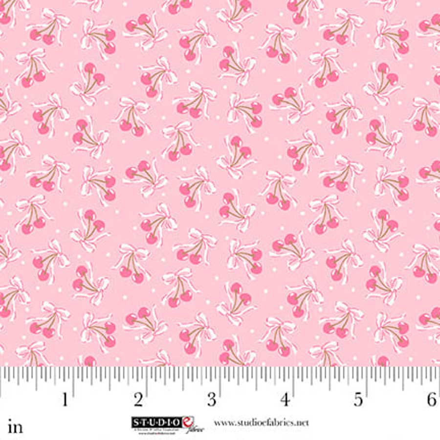 Fabric Studio E Light Pink Cherries Beautiful Bowquets by the Quarter Yard 8884-22
