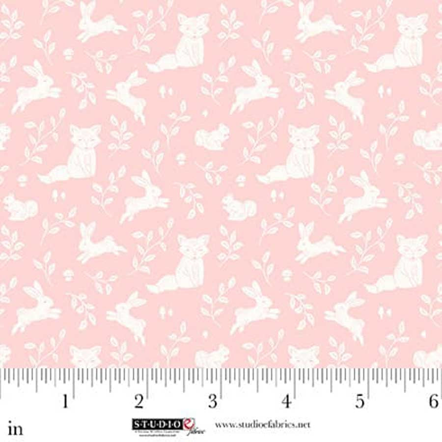 Fabric Studio E Light Pink/Cream Animals Beautiful Bowquets by the Quarter Yard 8888-20