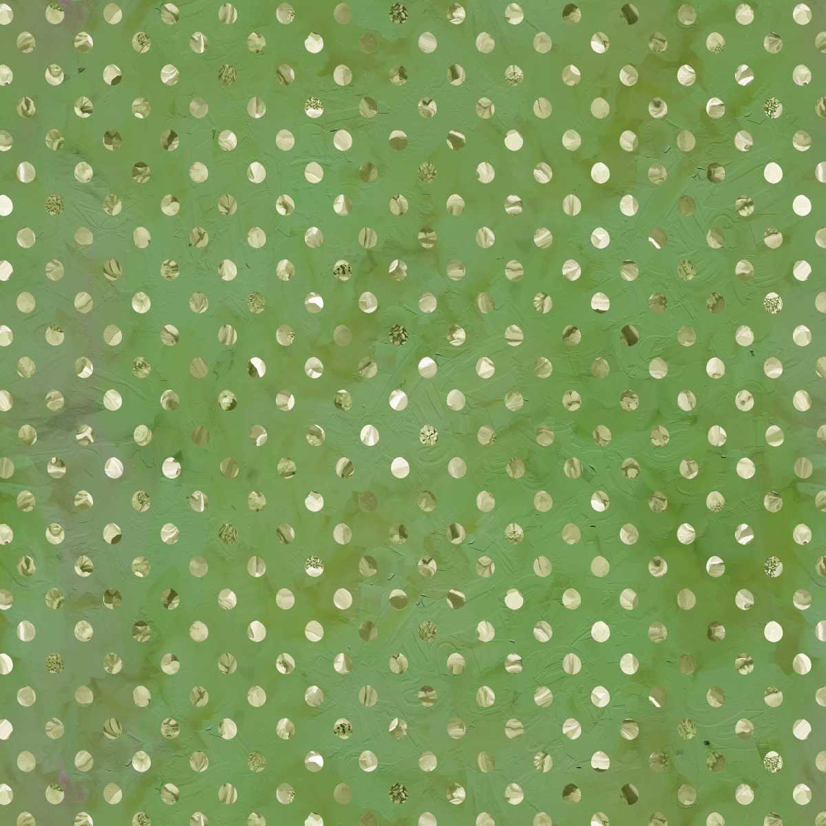 Green background with gold polka dots