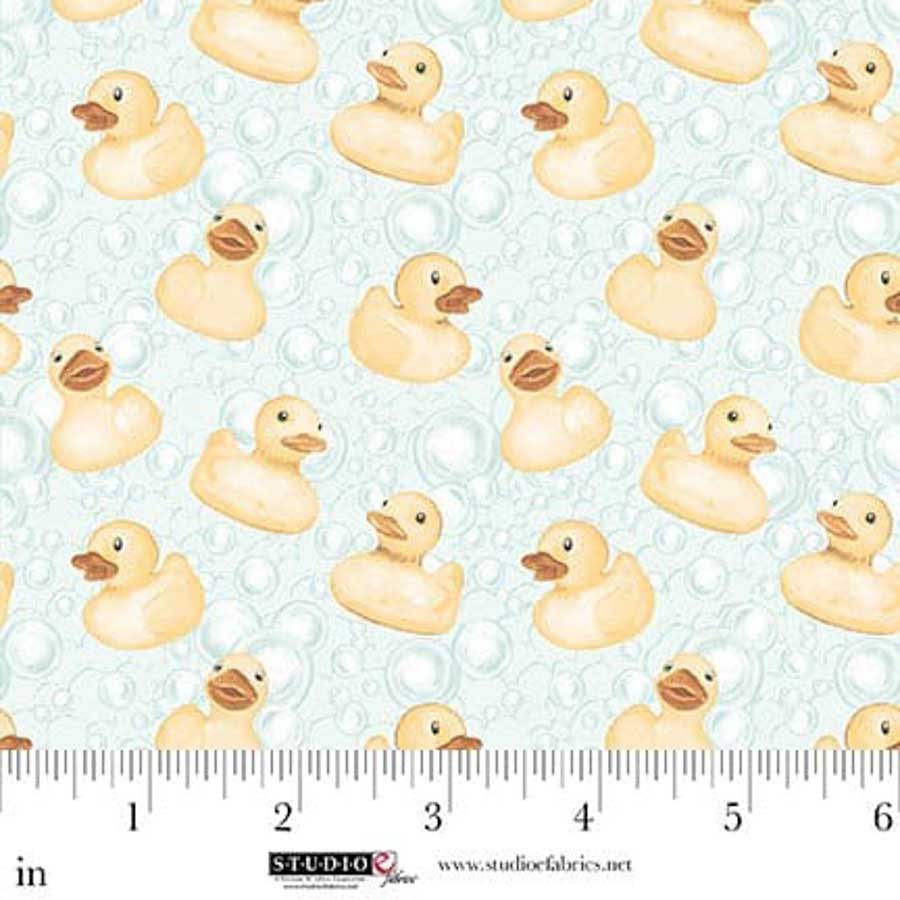 Fabric Studio E Mint Duckies Bathing Bonnies by the Quarter Yard 8851-16