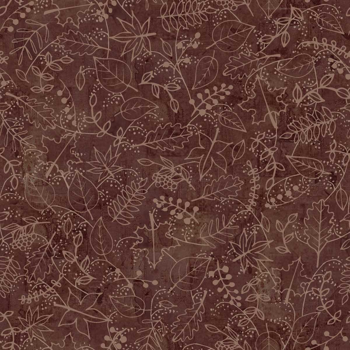 Fabric Studio E Mocha Fall Foliage Free Falling by the Quarter Yard 9025-38