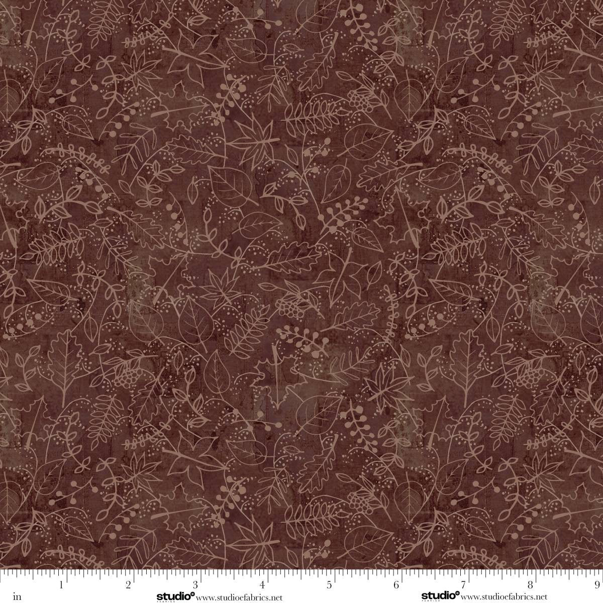Fabric Studio E Mocha Fall Foliage Free Falling by the Quarter Yard 9025-38
