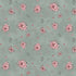 Pattern of pink flowers and green leaves on a green background