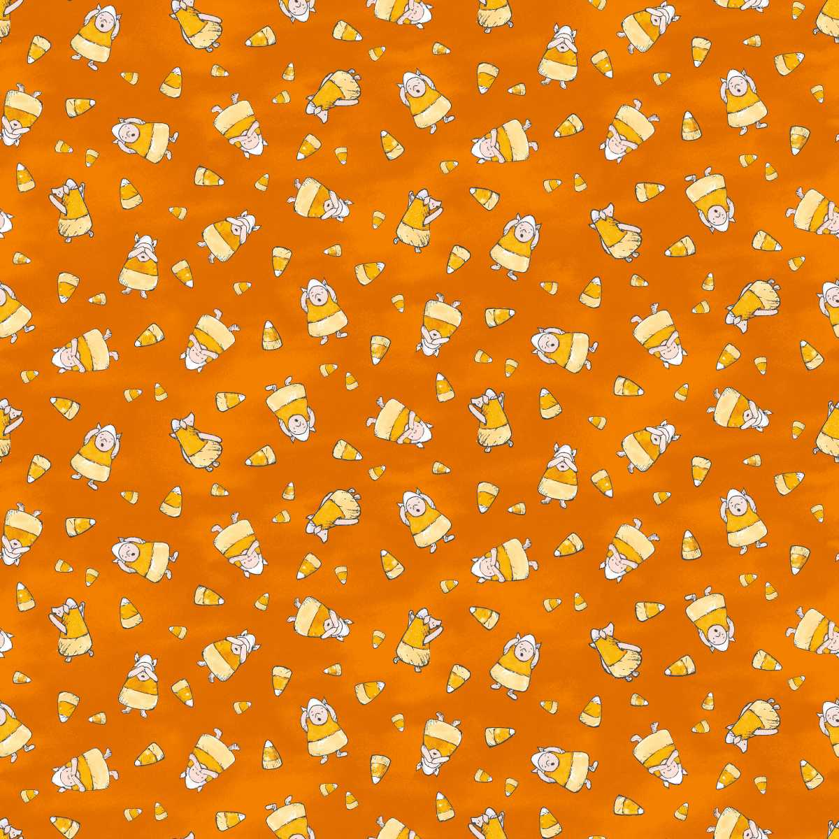 Fabric Studio E Orange Candy Piglets Haunted Acre Wood by the Quarter Yard 9130-33