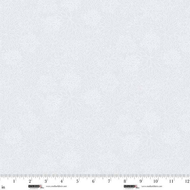 Fabric Studio E Pale Silver Mums Line Farmhouse Fixer Upper by the Quarter Yard 8712-09