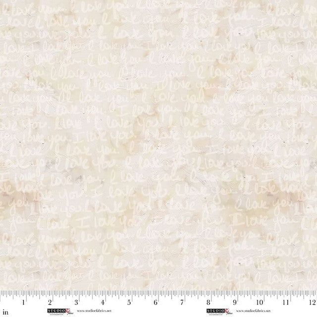 Fabric Studio E Parchment Whisper I Love You Sweet Child of Mine by the Quarter Yard 8670-41