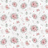 Pattern of pink flowers and green leaves on a white background