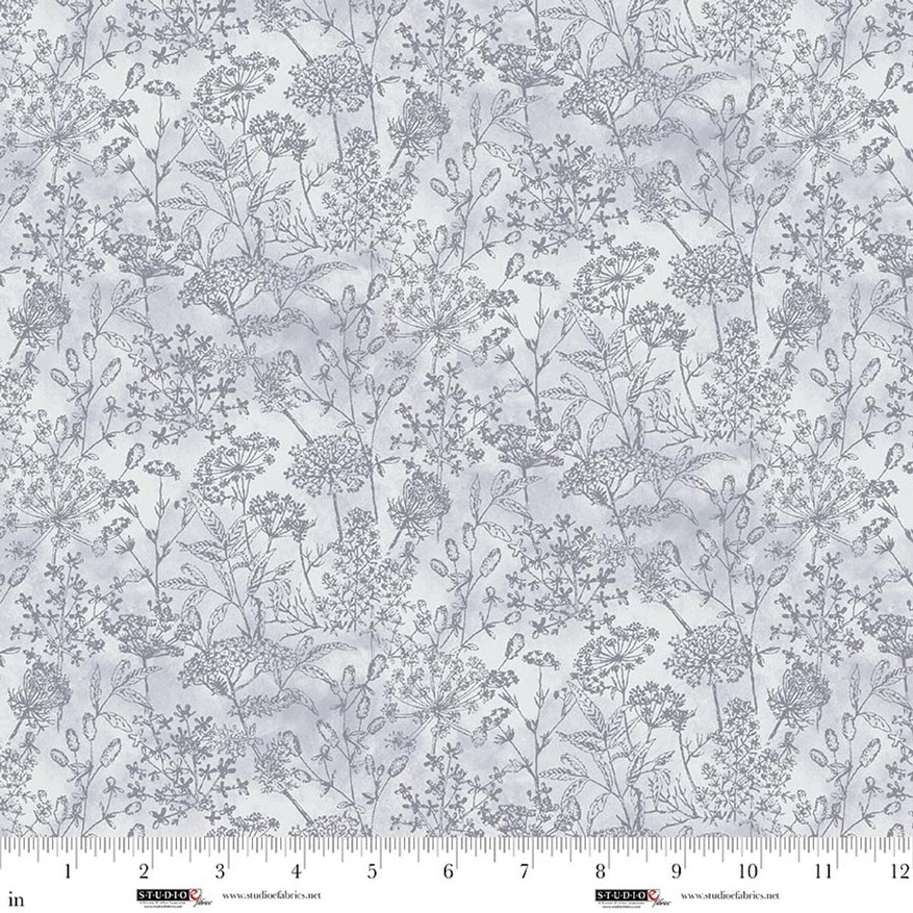 Fabric Studio E Pewter Spring Garden Sketch Farmhouse Fixer Upper by the Quarter Yard 8710-90