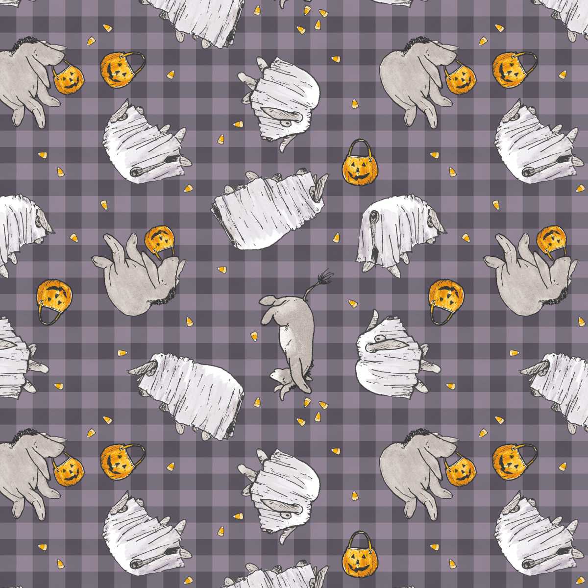 Fabric Studio E Purple Ghosts Haunted Acre Wood by the Quarter Yard 9138-59