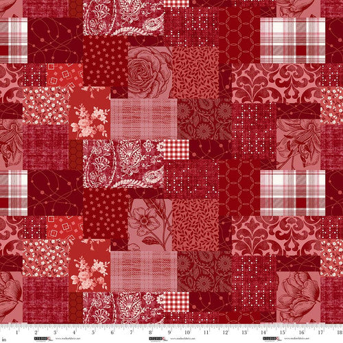 Fabric Studio E Ruby Patchwork Pieces of America by the Quarter Yard 8590-82