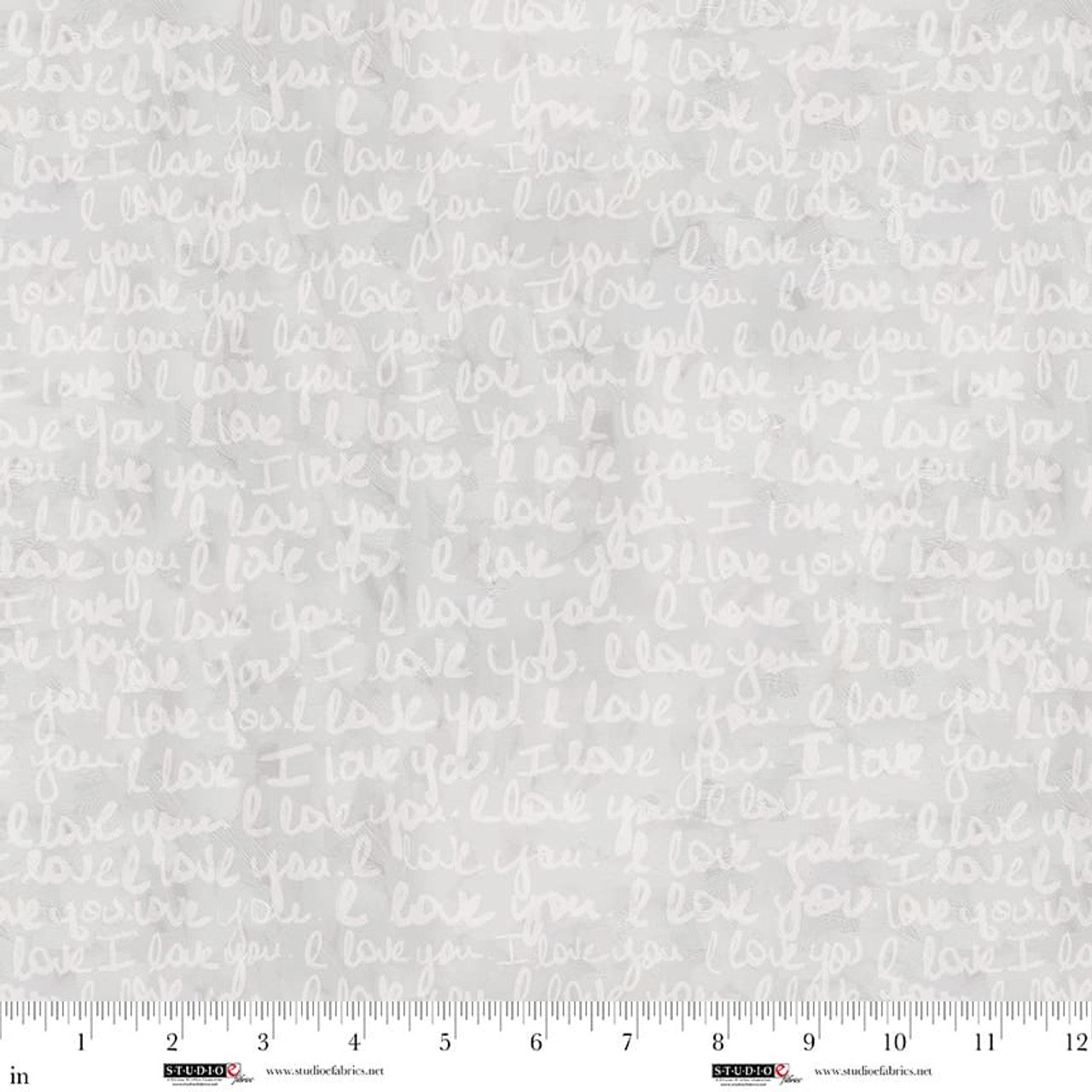 Fabric Studio E Silver Whisper I Love You Sweet Child of Mine by the Quarter Yard 8670-91