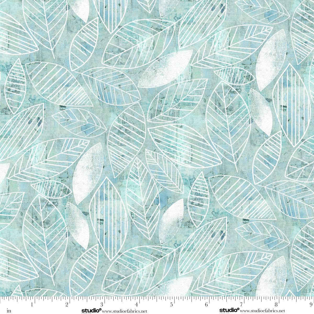 Fabric Studio E Slate Leaf Lines Free Falling by the Quarter Yard 9024-79