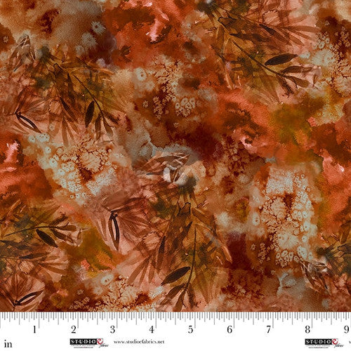 Fabric Studio E Syrup Tie Dye Leaf Texture Highlander by the Quarter Yard 8619-37