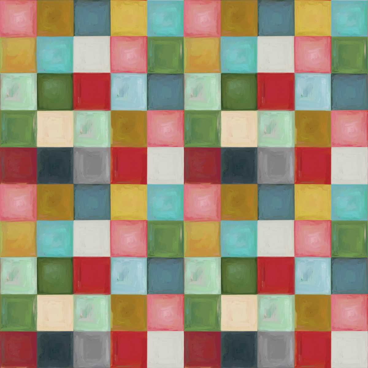 Square grid of multicolored tiles