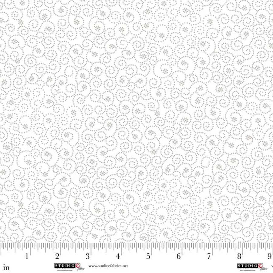 Fabric Studio E White on White Dotted Swirl Best of Cream & Sugar by the Quarter Yard 8925-01W