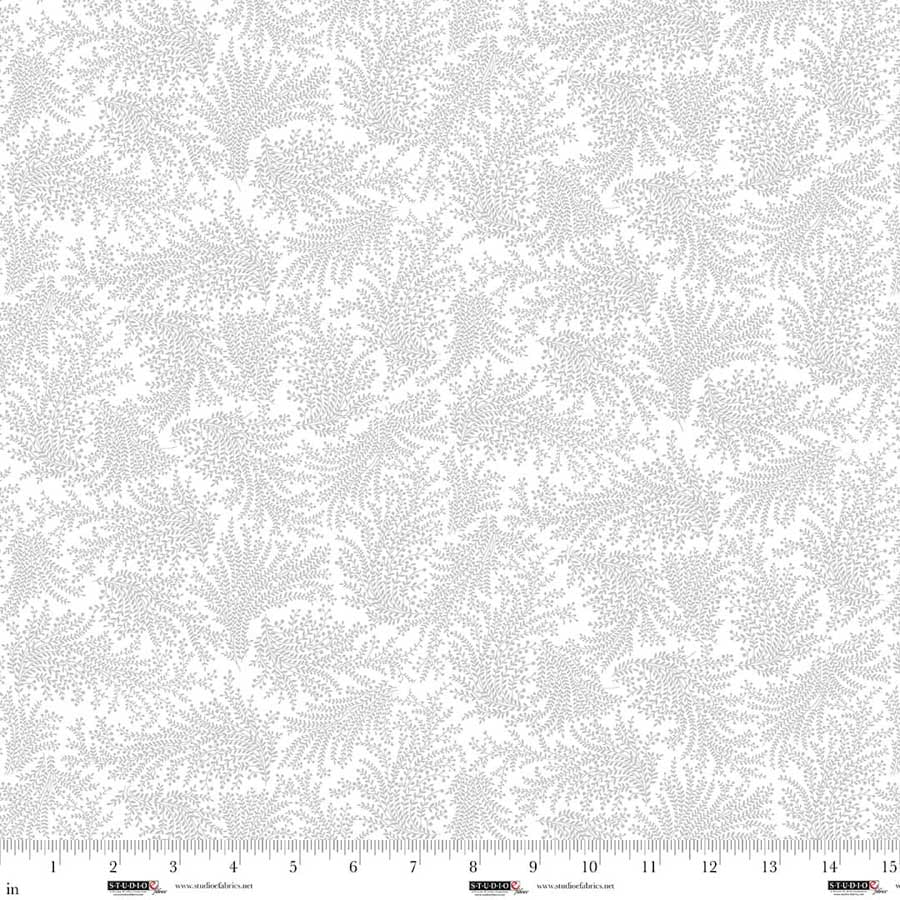 Fabric Studio E White on White Flowing Vines Best of Cream & Sugar by the Quarter Yard 8926-01W
