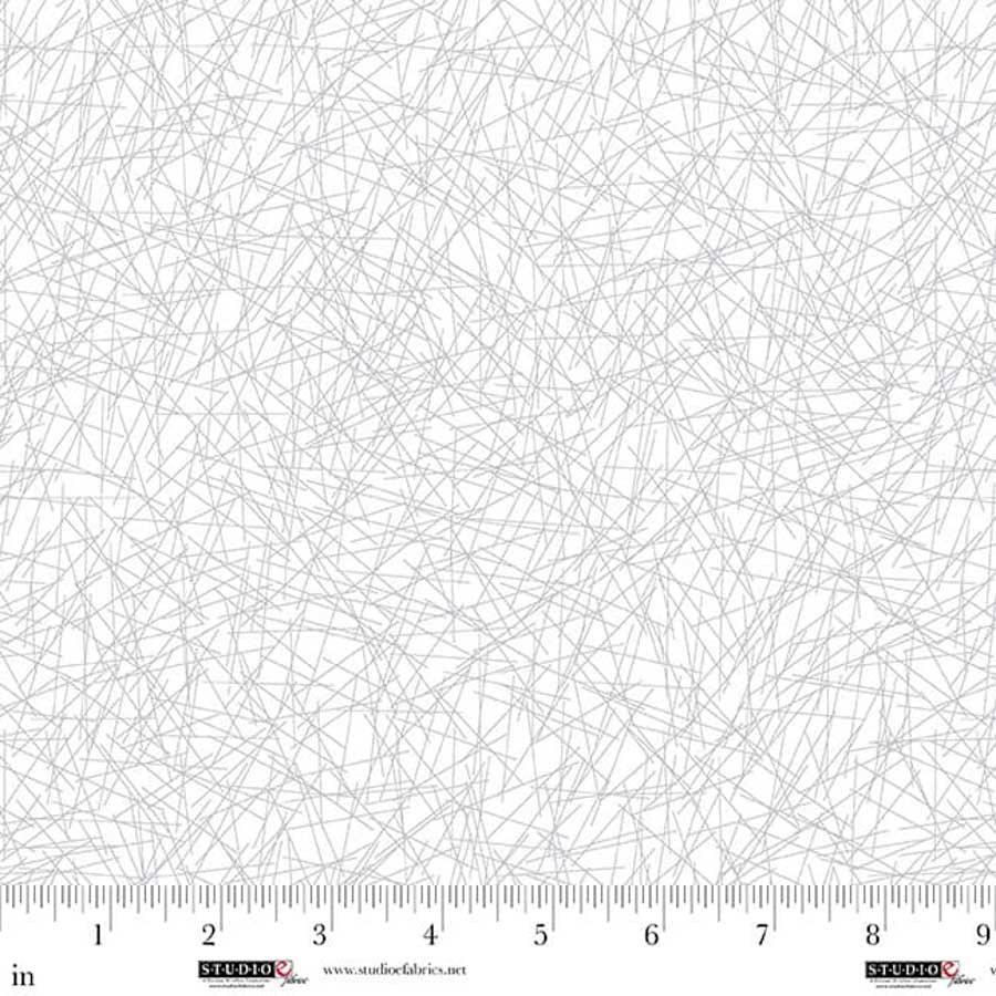 Fabric Studio E White on White Pick Up Sticks Best of Cream & Sugar by the Quarter Yard 8932-01W