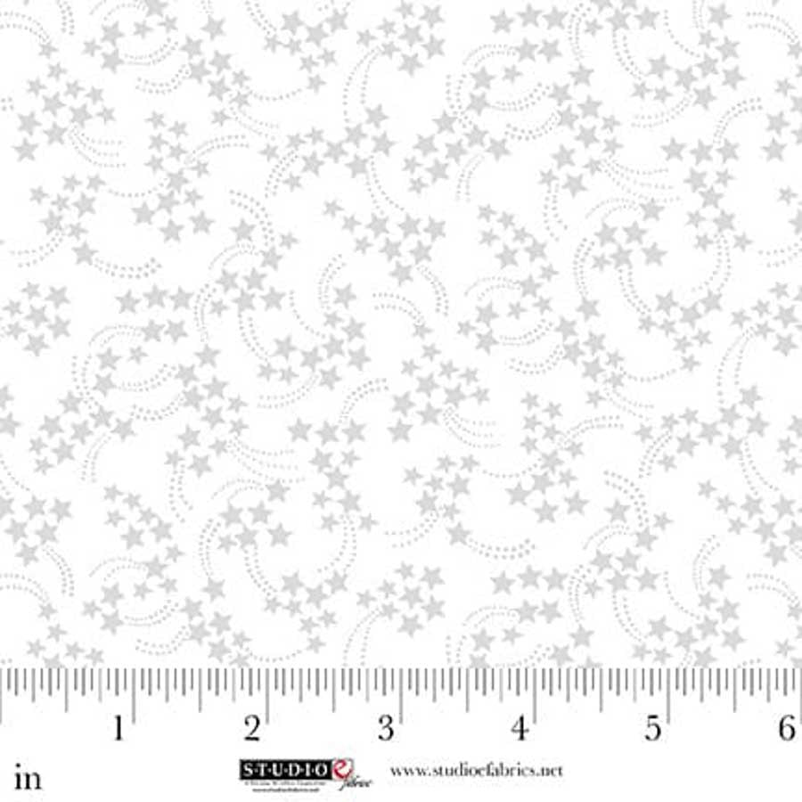 Fabric Studio E White on White Shooting Stars Best of Cream & Sugar by the Quarter Yard 8930-01W