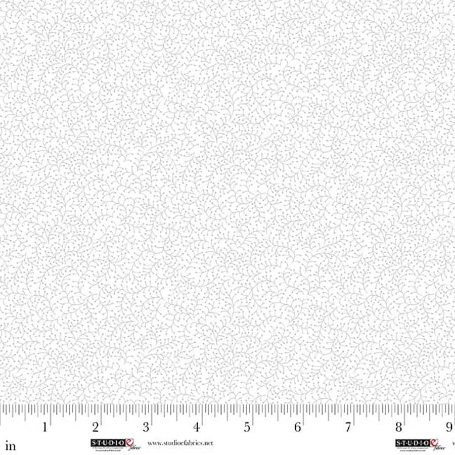 Fabric Studio E White on White Teeny Tiny Vine & Berries Best of Cream & Sugar by the Quarter Yard 8936-01W