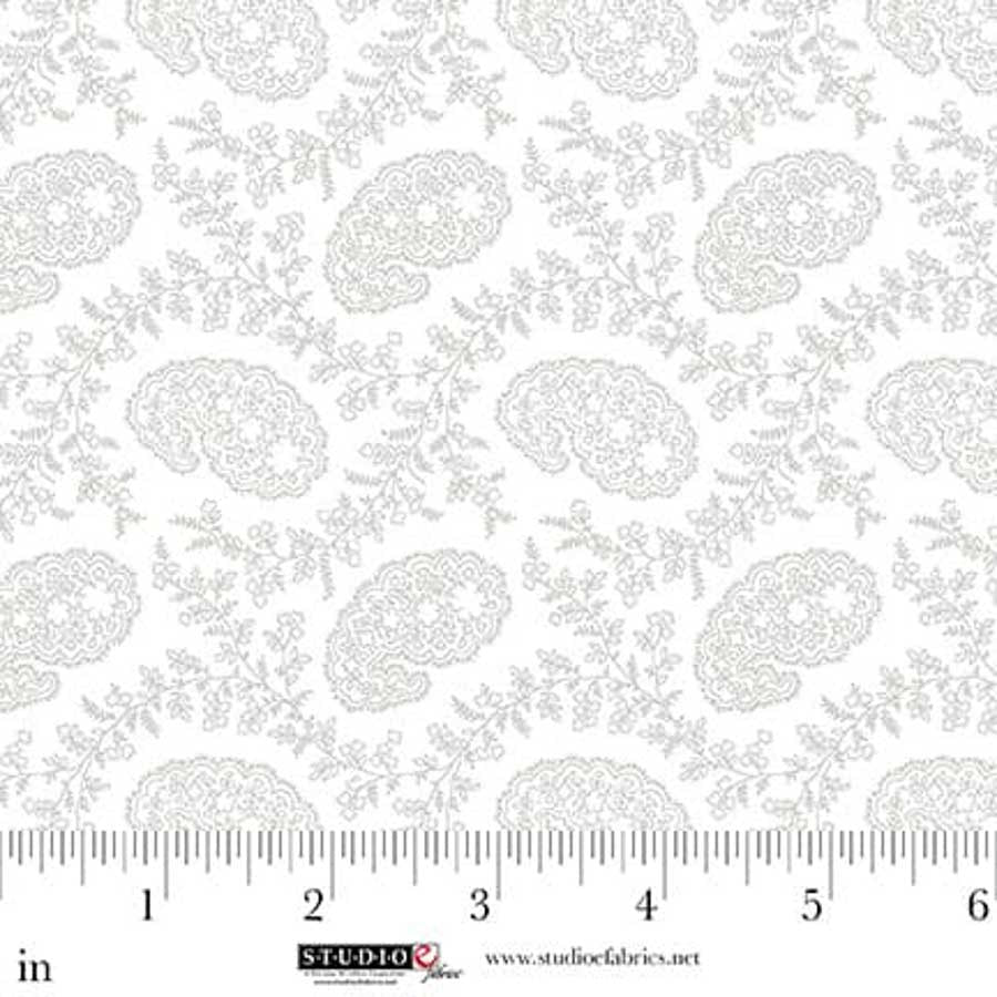 Fabric Studio E White on White Vines and Small Foulard Best of Cream & Sugar by the Quarter Yard 8923-01W
