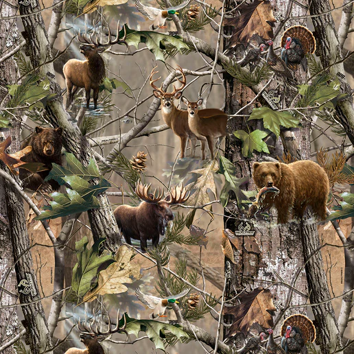 Fabric Sykel Enterprises Animals in Forest Realtree by the Quarter Yard 9902/8