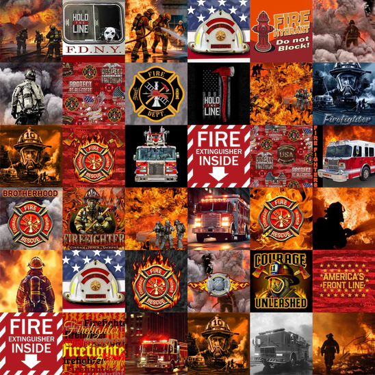 Fabric Sykel Enterprises Firefighter 60" Cheater Quilt by the Quarter Yard 1363FF