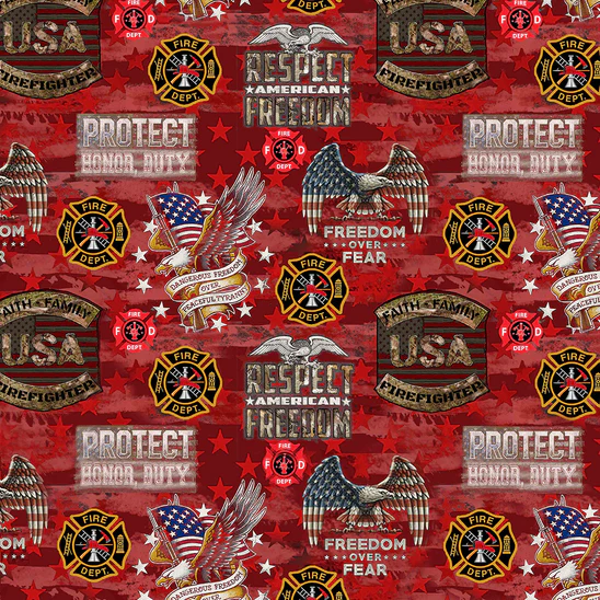 Fabric Sykel Enterprises Firefighter Camo Flag by the Quarter Yard 1338FF