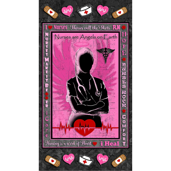 Fabric Sykel Enterprises Nurse Hero Silhouette Panel 1195NURSE