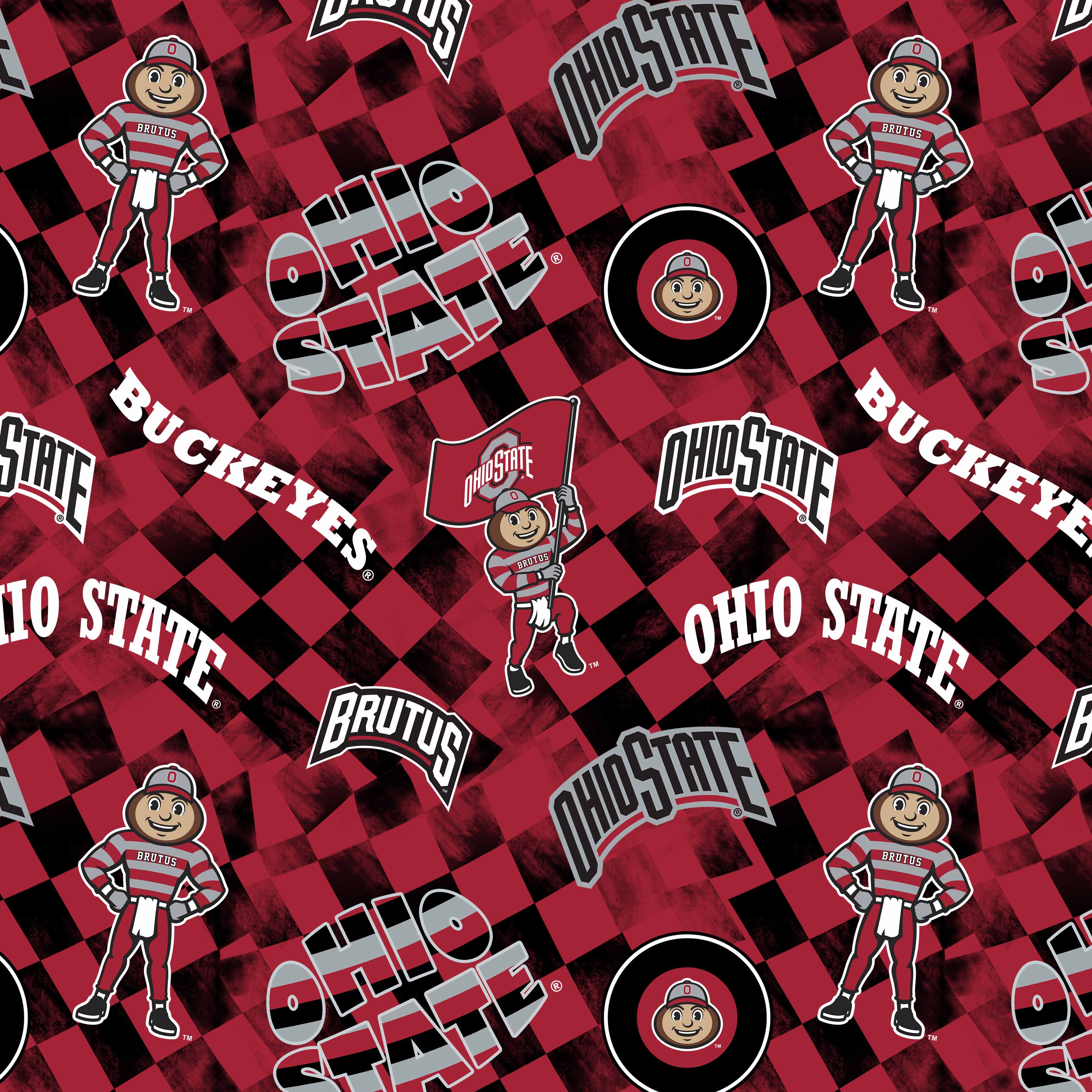 Fabric Sykel Enterprises Ohio State University Check Allover by the Quarter Yard OHS1370