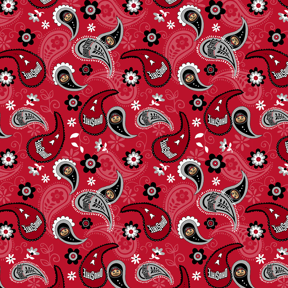 Fabric Sykel Enterprises Ohio State University Paisley by the Quarter Yard OHS1200
