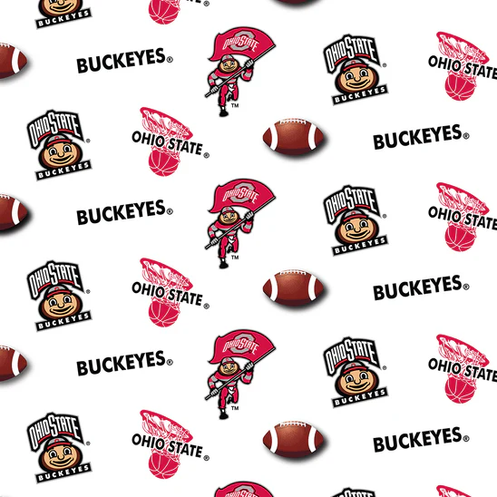 Fabric Sykel Enterprises Ohio State University White Allover by the Quarter Yard OHS042