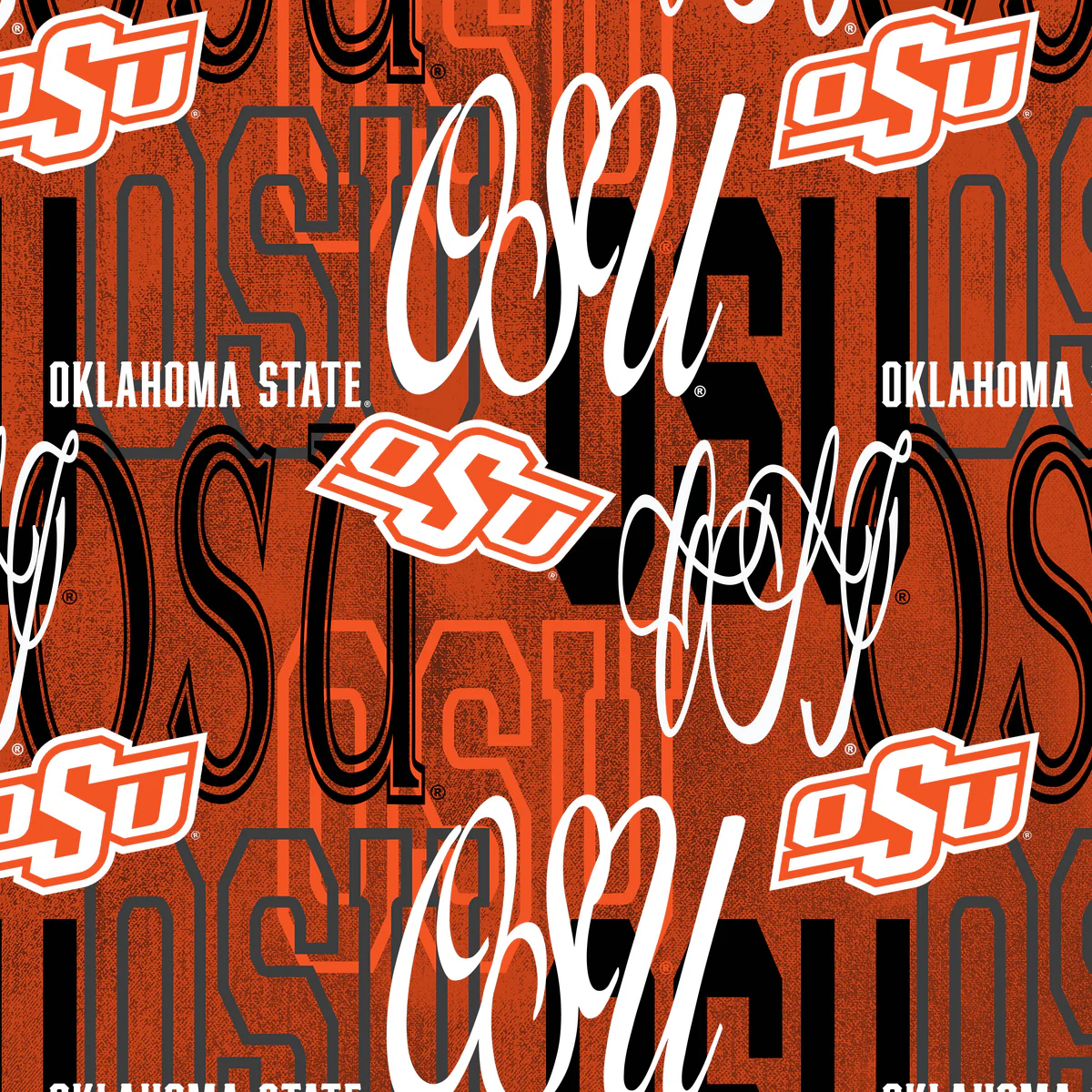 Fabric Sykel Enterprises Oklahoma State University Letters by the Quarter Yard OSU1372