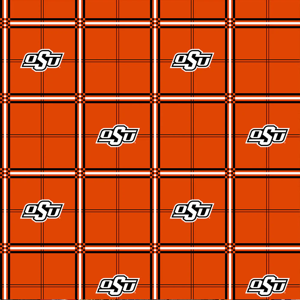 Fabric Sykel Enterprises Oklahoma State University Plaid Flannel by the Quarter Yard OSU023