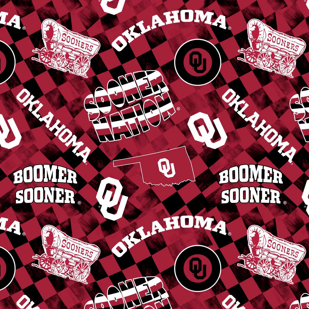 Fabric Sykel Enterprises Oklahoma University Check Allover by the Quarter Yard OU1370