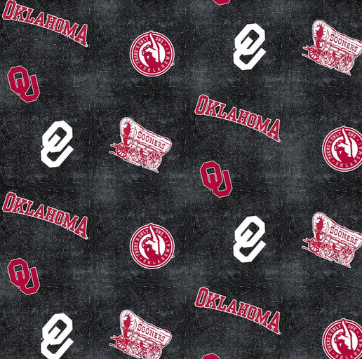 Fabric Sykel Enterprises Oklahoma University Distressed Logo Flannel by the Quarter Yard OU1152