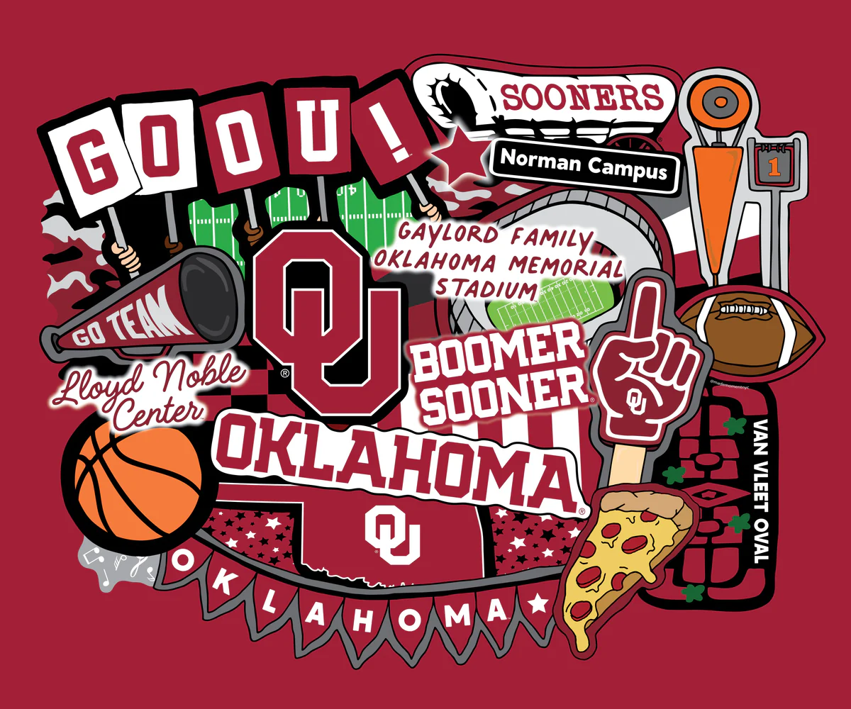 Fabric Sykel Enterprises Oklahoma University Doodle 36x43" Quilting Panel OU2000