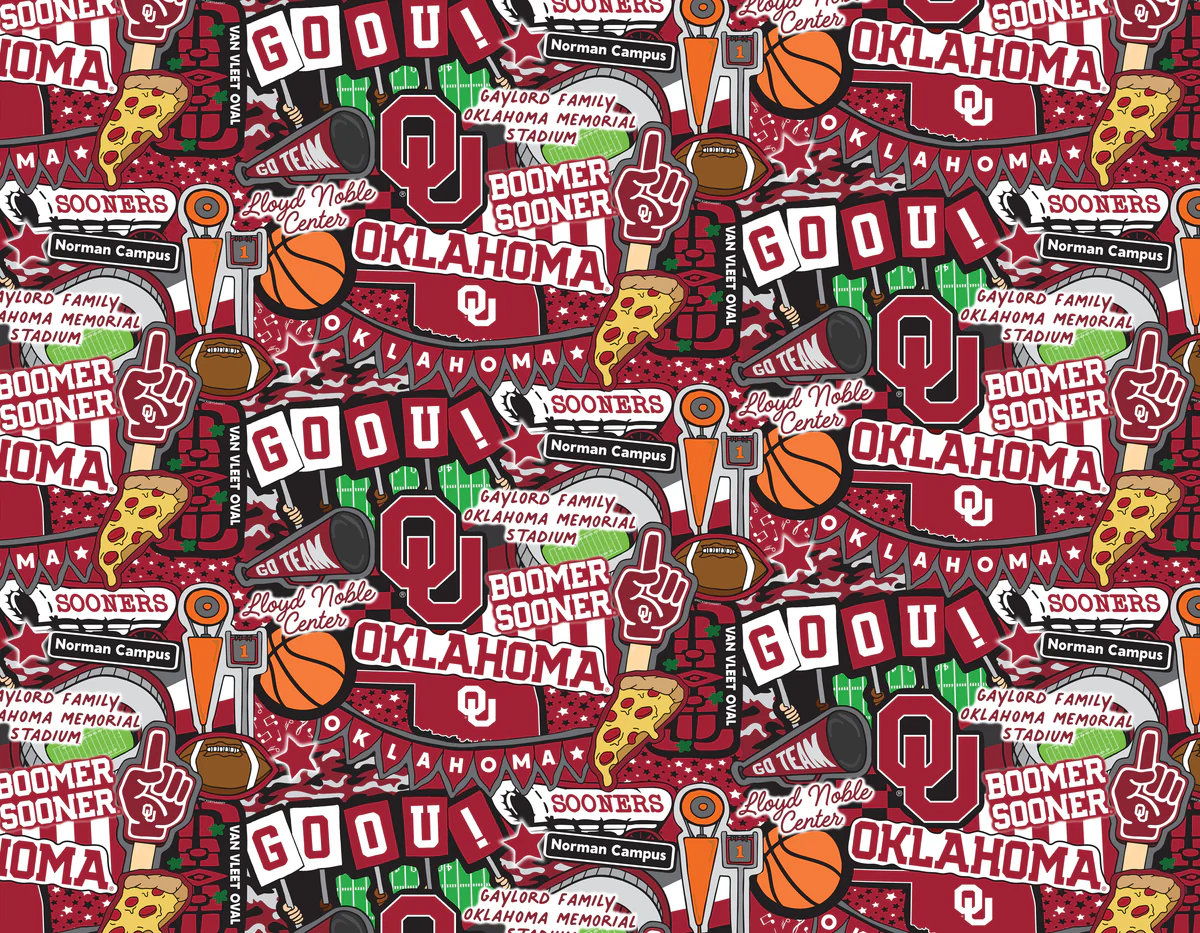 Fabric Sykel Enterprises Oklahoma University Doodle by the Quarter Yard OU2001