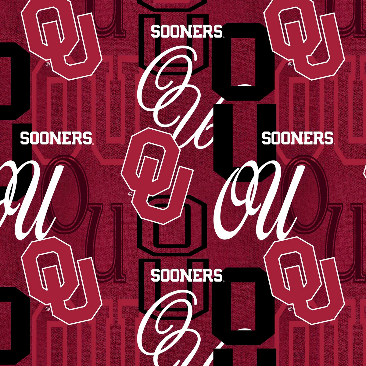 Fabric Sykel Enterprises Oklahoma University Letters by the Quarter Yard OU1372