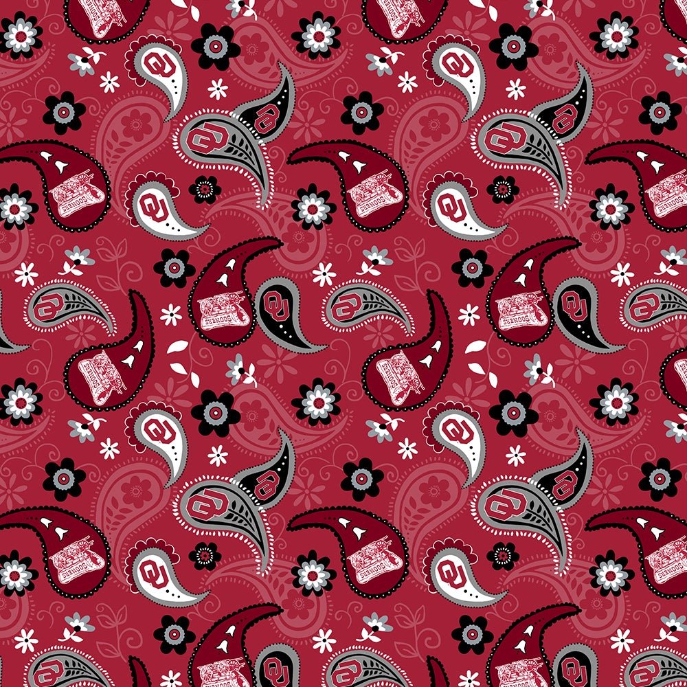 Fabric Sykel Enterprises Oklahoma University Paisley by the Quarter Yard OU1200