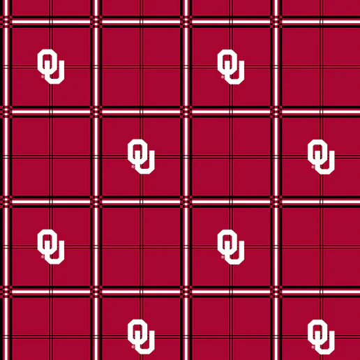 Fabric Sykel Enterprises Oklahoma University Plaid Flannel by the Quarter Yard OU023