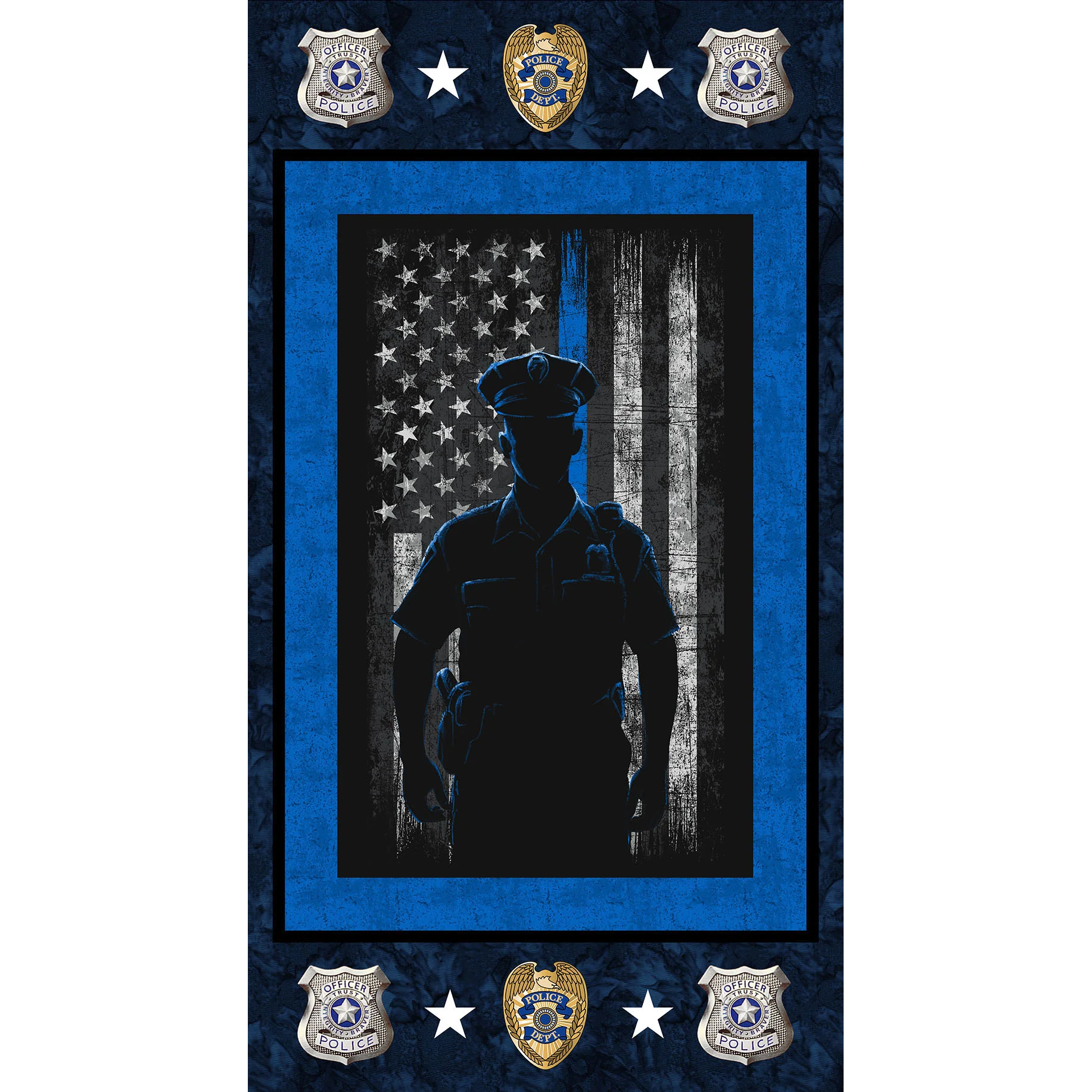 Fabric Sykel Enterprises Police Department Hero Silhouette Panel 1195PD