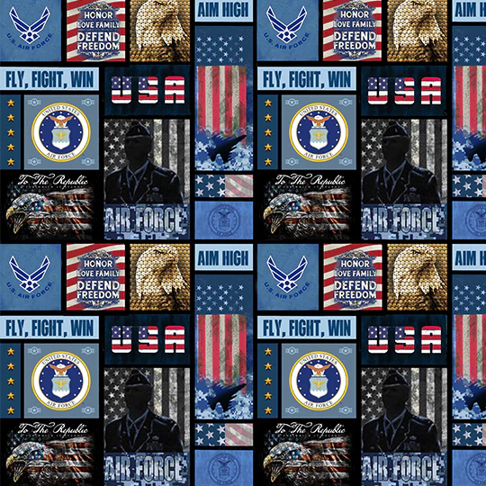 Fabric Sykel Enterprises U.S. Air Force Camo Flag Block by the Quarter Yard 1339AF