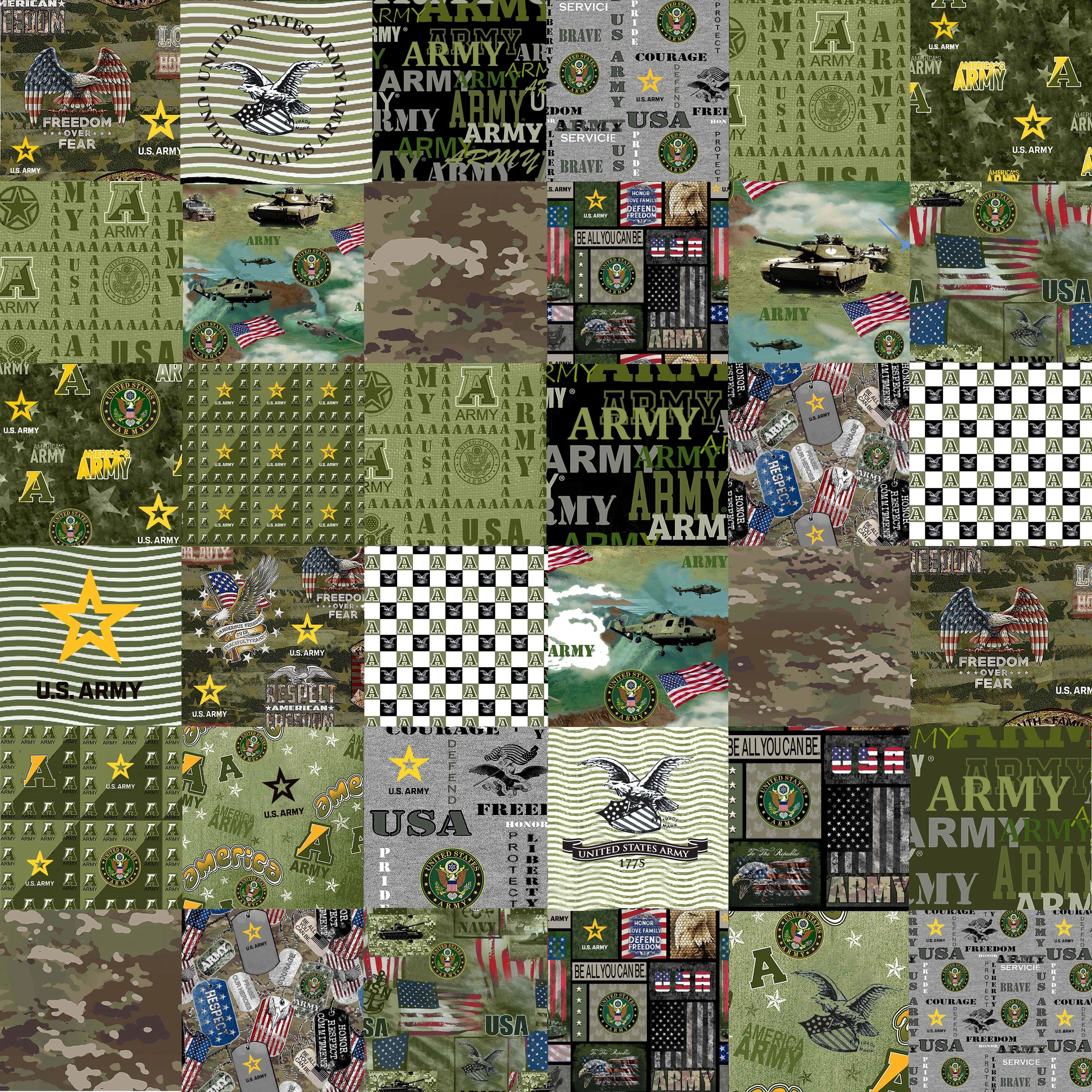 Fabric Sykel Enterprises U.S. Army 60" Cheater Quilt by the Quarter Yard 1363A