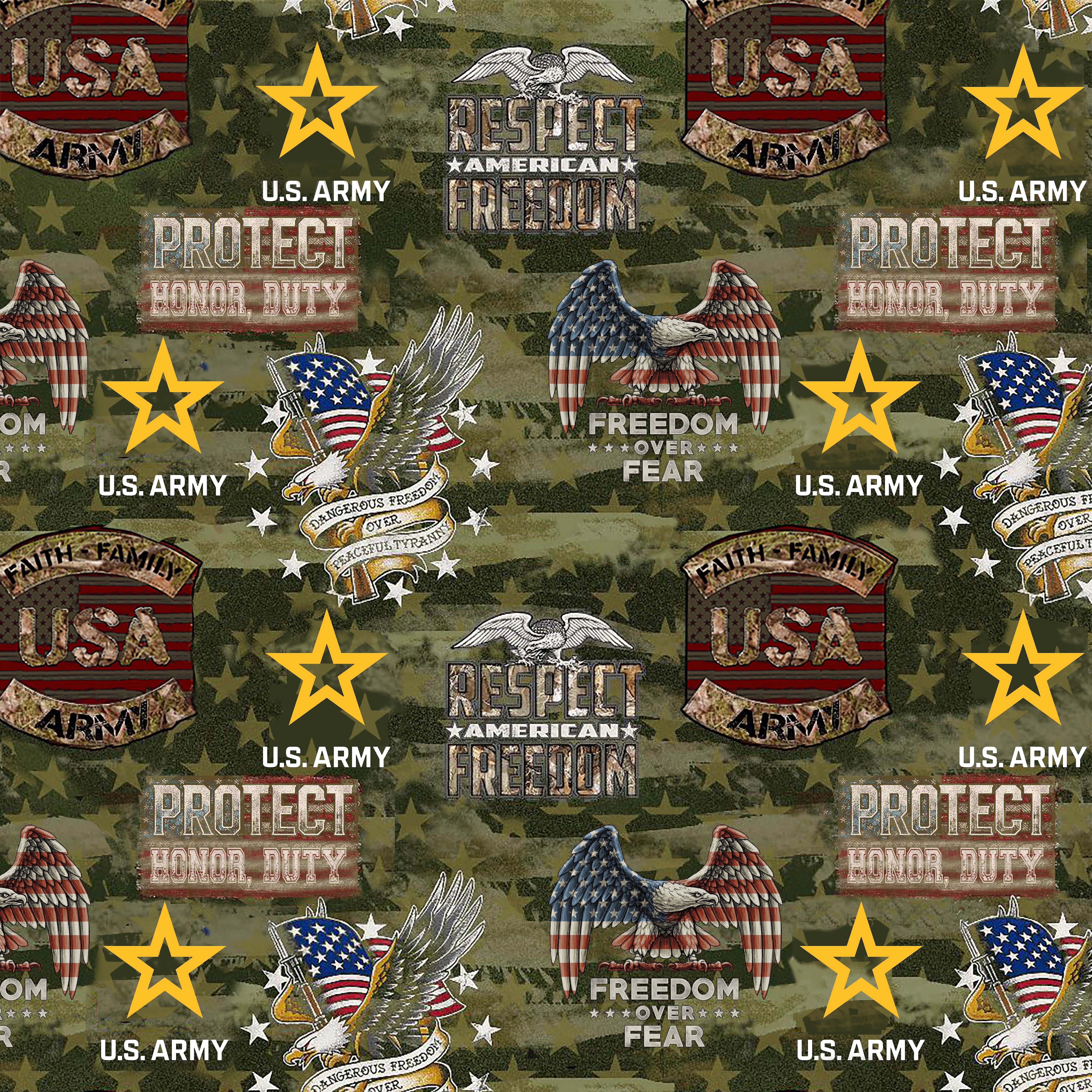 Fabric Sykel Enterprises U.S. Army Camo Flag by the Quarter Yard 1338A