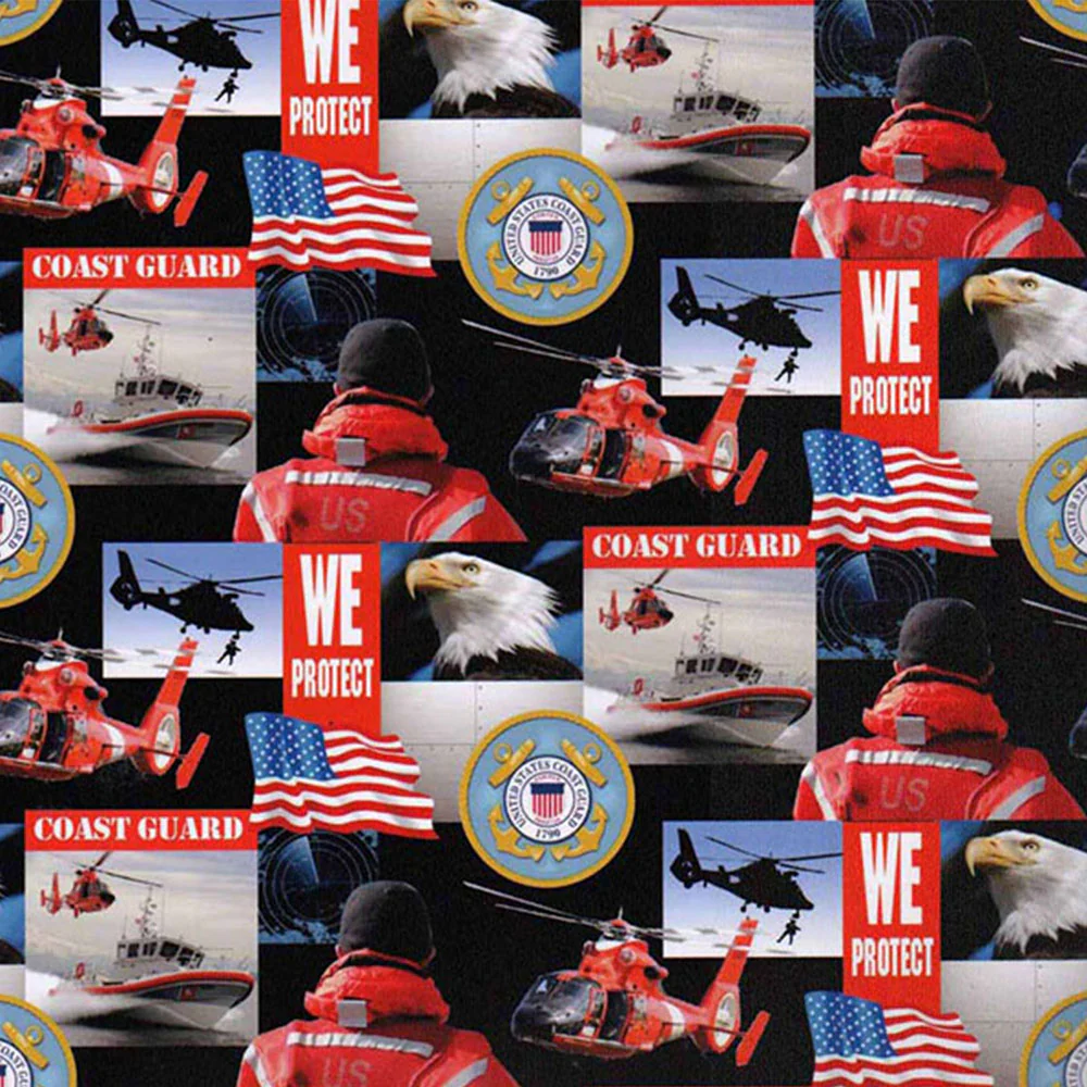 Fabric Sykel Enterprises U.S. Coast Guard Geometric by the Quarter Yard 021CG