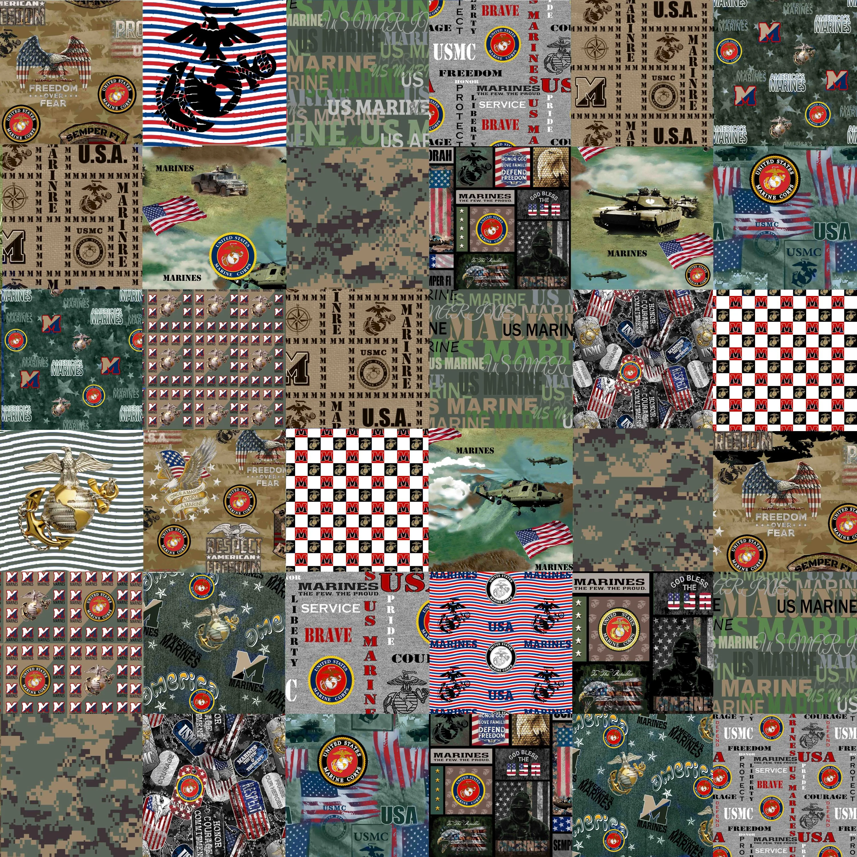 Fabric Sykel Enterprises U.S. Marines 60" Cheater Quilt by the Quarter Yard 1363M