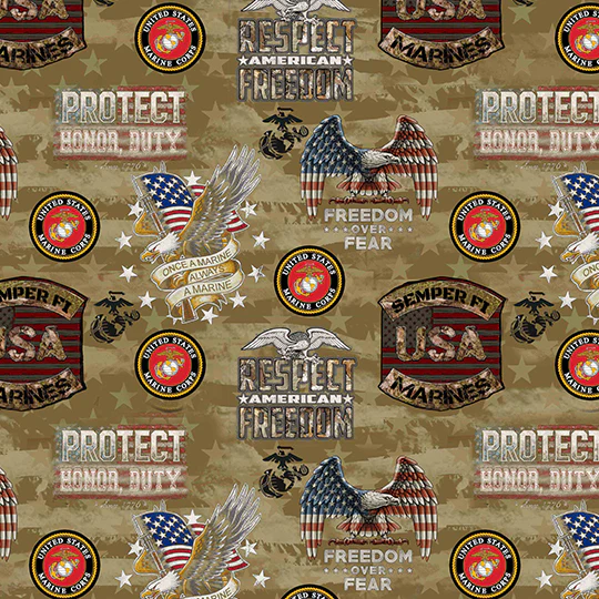 Fabric Sykel Enterprises U.S. Marines Camo Flag by the Quarter Yard 1338M